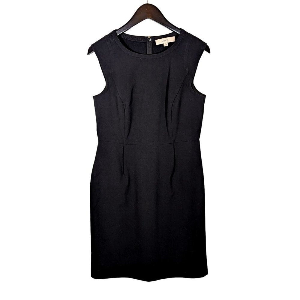 Ann Taylor LOFT Sleeveless Stretch Tank Little Black Dress Sheath POCKETS Size 4